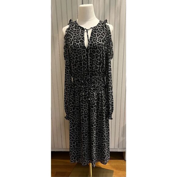 Michael Kors Leopard Print Cold Shoulder Dress - Picture 3 of 6